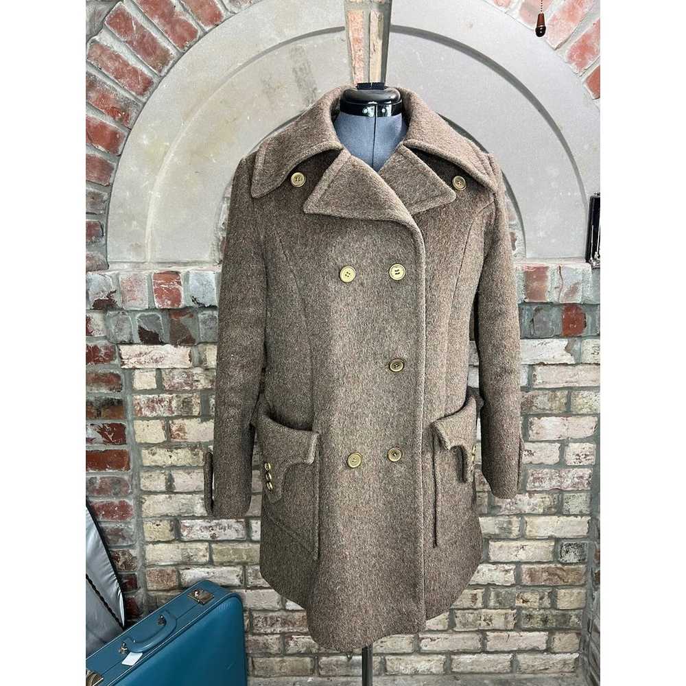 coat double breasted wool brown oversized collar … - image 3