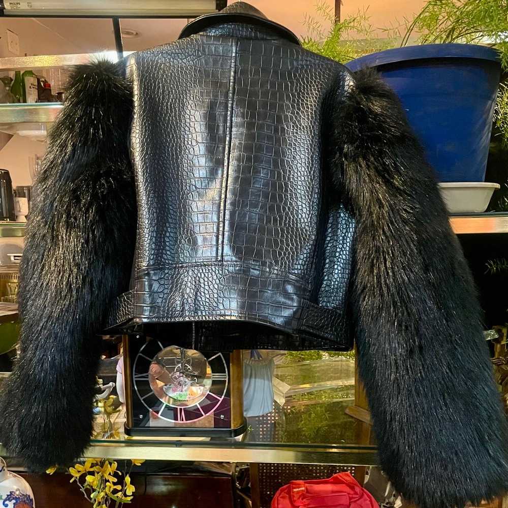 Azalea Wang Faux Leather/Fur Cropped Jacket - image 6