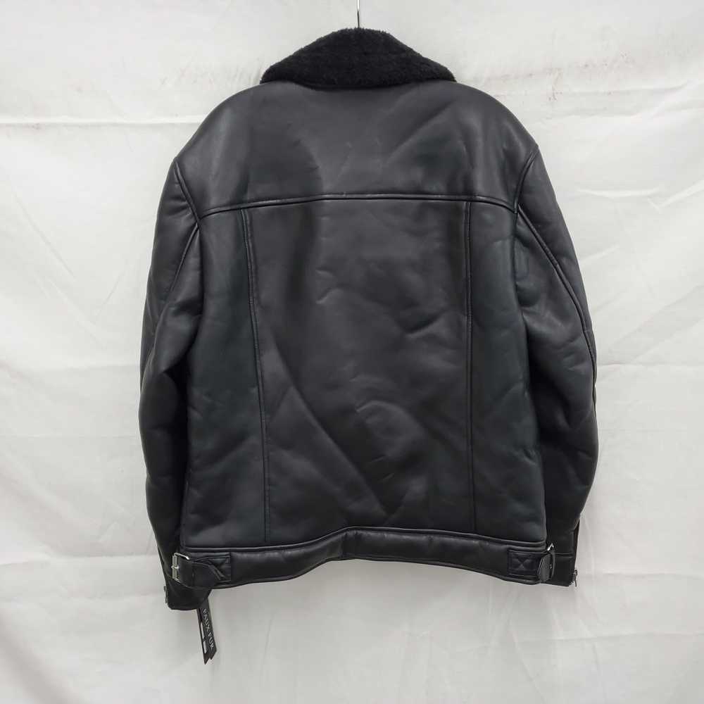 NWT Guess MN's Faux Leather & Fur Black Biker Jac… - image 2