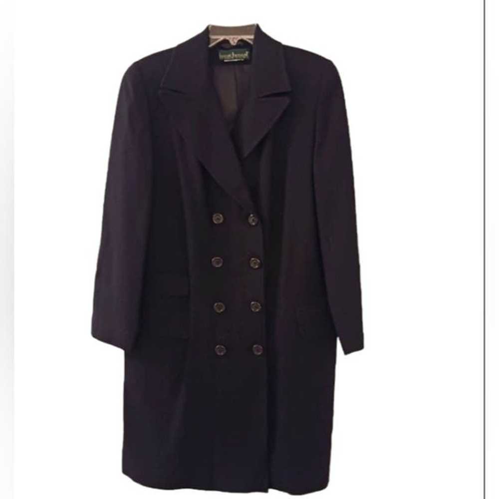 Harve Bernard WOOL Long Coat Sz L BLACK NAVY Luxu… - image 11