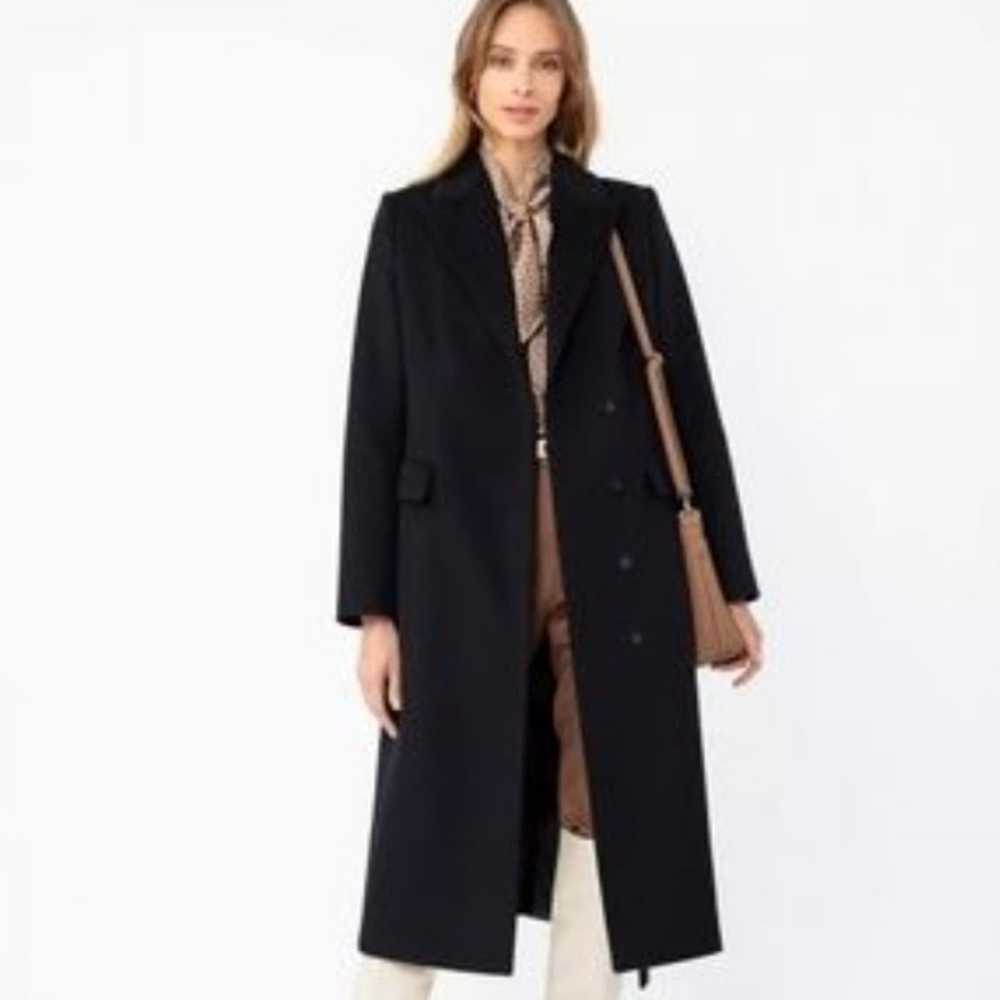 Harve Bernard WOOL Long Coat Sz L BLACK NAVY Luxu… - image 1
