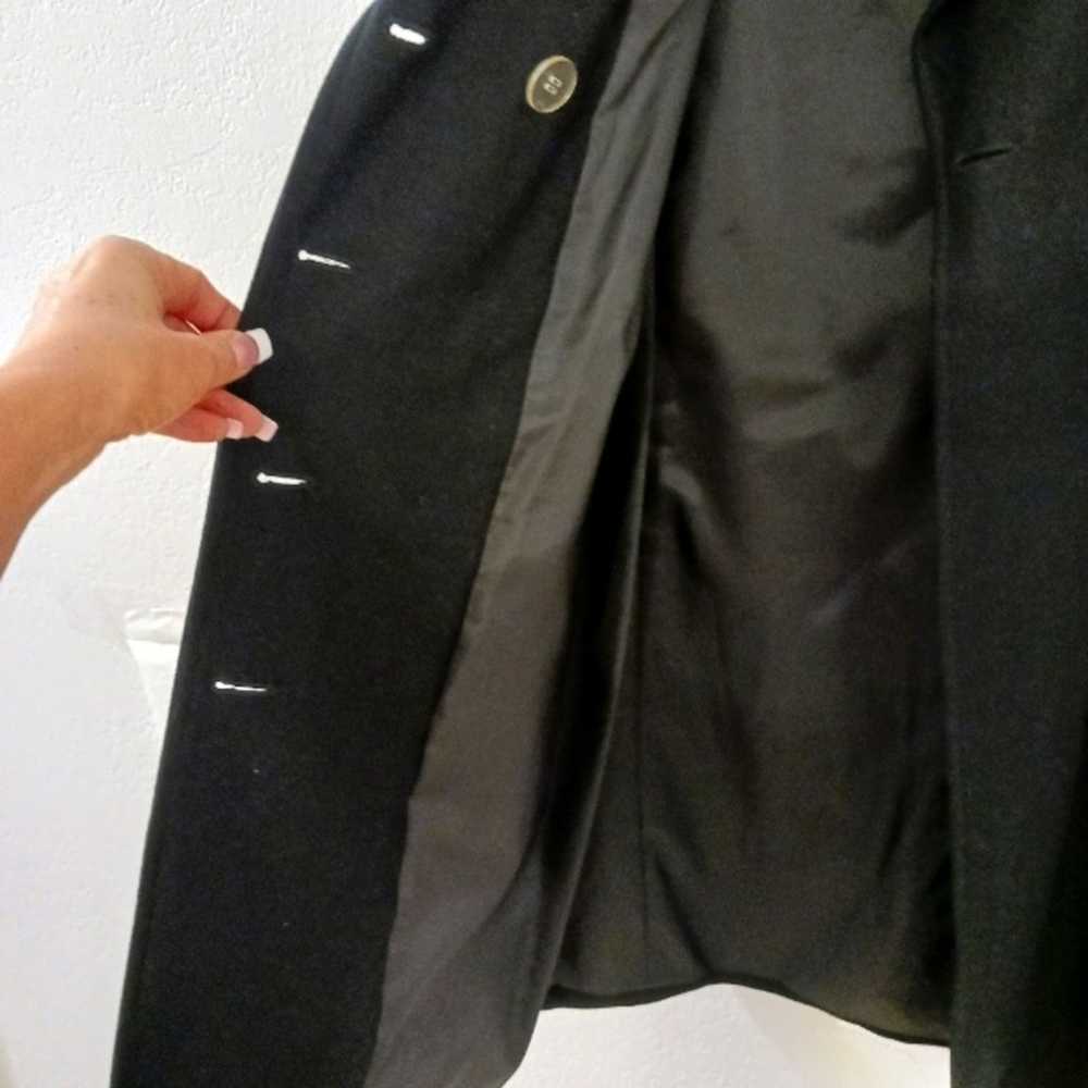Harve Bernard WOOL Long Coat Sz L BLACK NAVY Luxu… - image 4