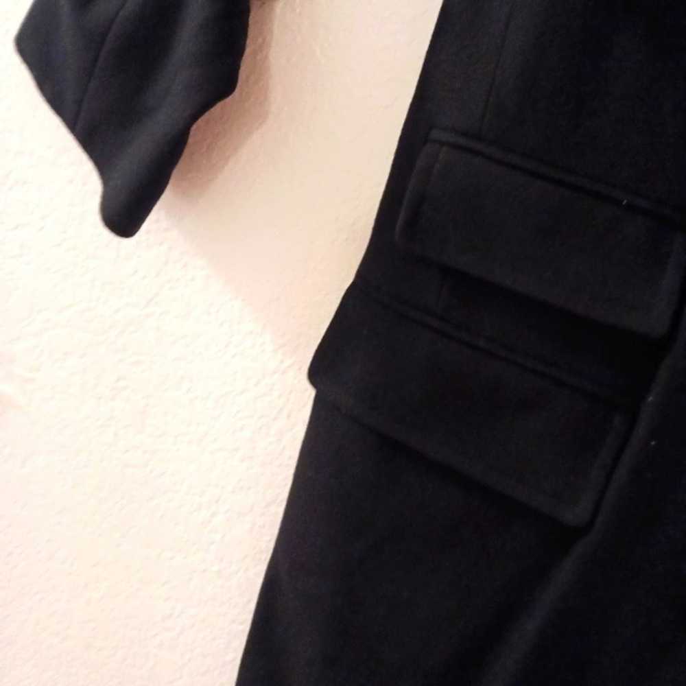 Harve Bernard WOOL Long Coat Sz L BLACK NAVY Luxu… - image 7