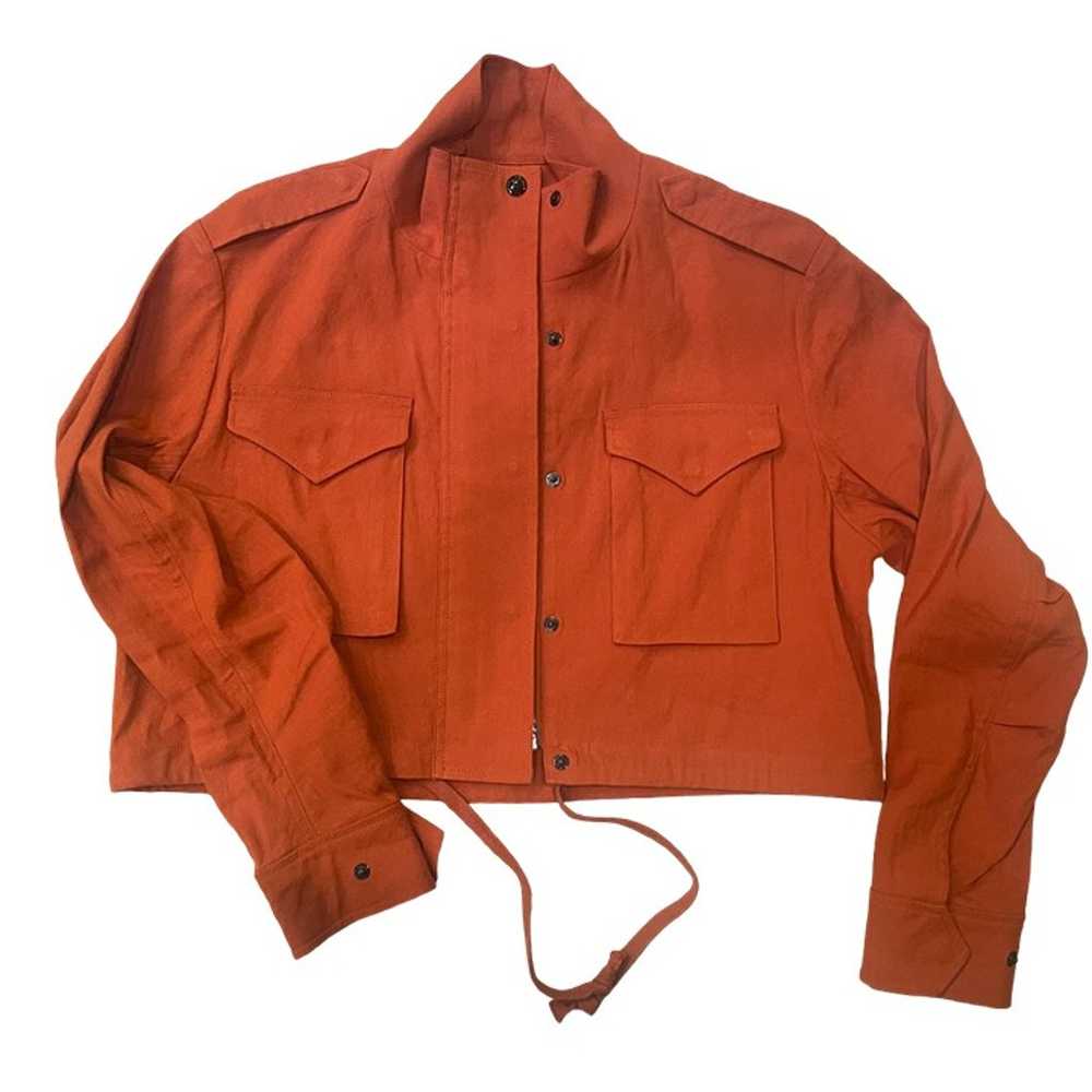 Rag & Bone Cropped Linen Field Jacket Rust - image 3