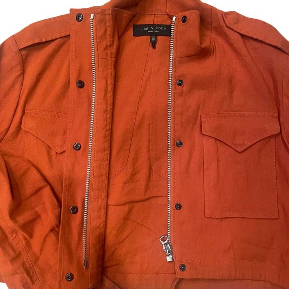 Rag & Bone Cropped Linen Field Jacket Rust - image 4