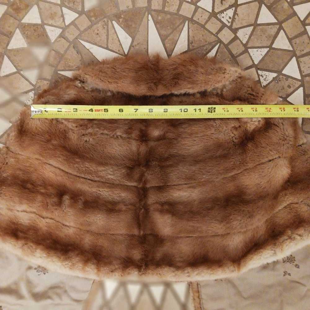 MINK Fur Stole Brown Sz S Formal Luxe Shoulder Wr… - image 11