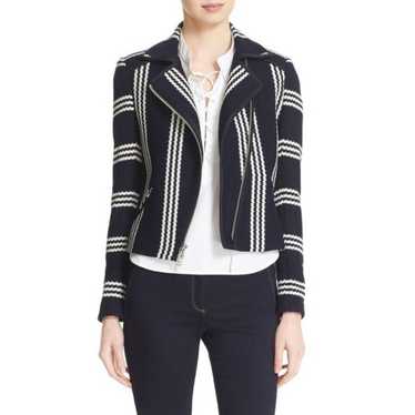 Veronica Beard Bailey Navy Striped Moto Jacket - image 1