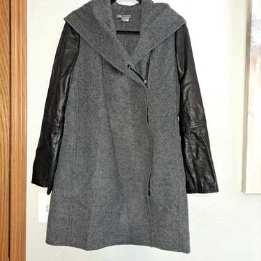 New Vince Wool and Leather Coat