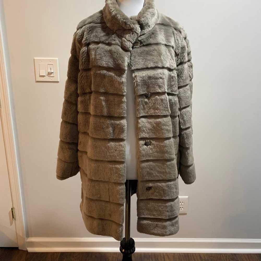 Basler Taupe Faux fur coat grey greige 38 size 8 … - image 10