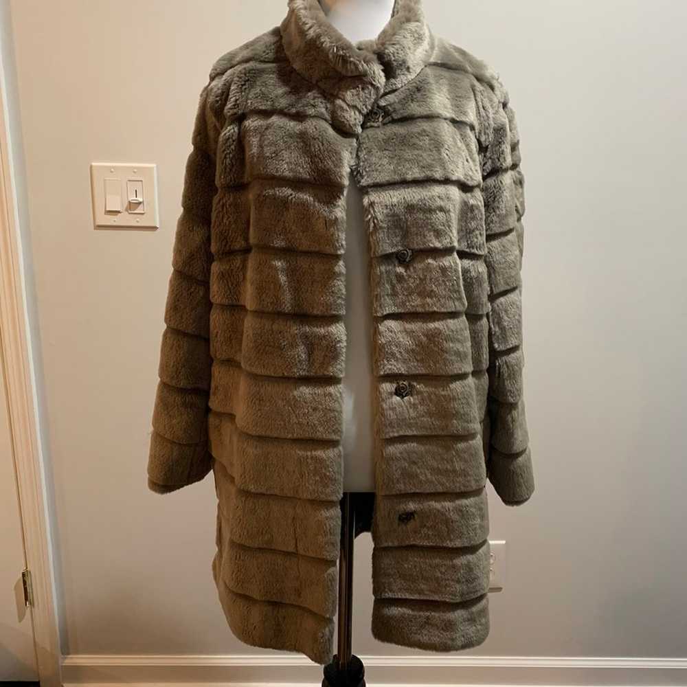 Basler Taupe Faux fur coat grey greige 38 size 8 … - image 12