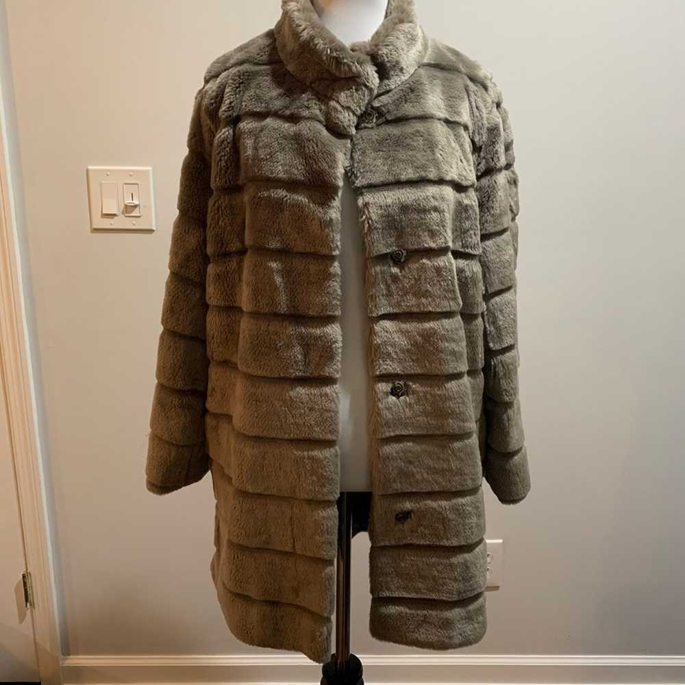 Basler Taupe Faux fur coat grey greige 38 size 8 … - image 1
