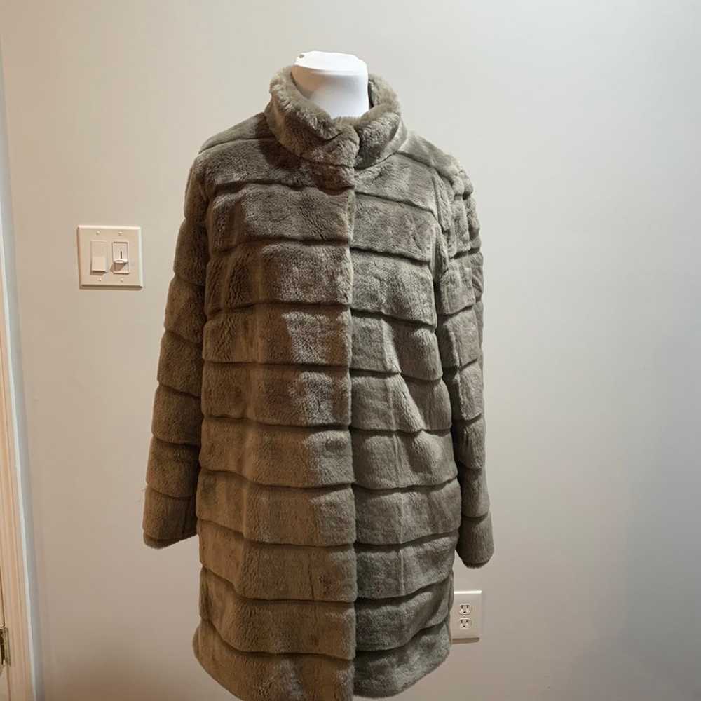 Basler Taupe Faux fur coat grey greige 38 size 8 … - image 2