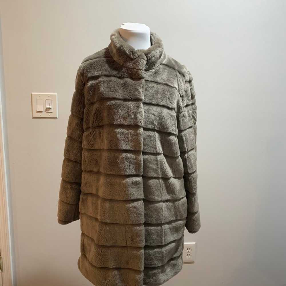 Basler Taupe Faux fur coat grey greige 38 size 8 … - image 3