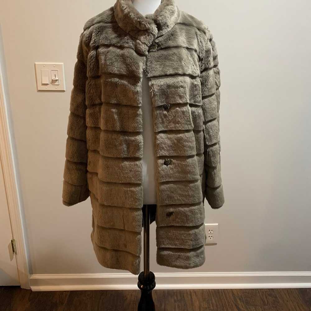 Basler Taupe Faux fur coat grey greige 38 size 8 … - image 4