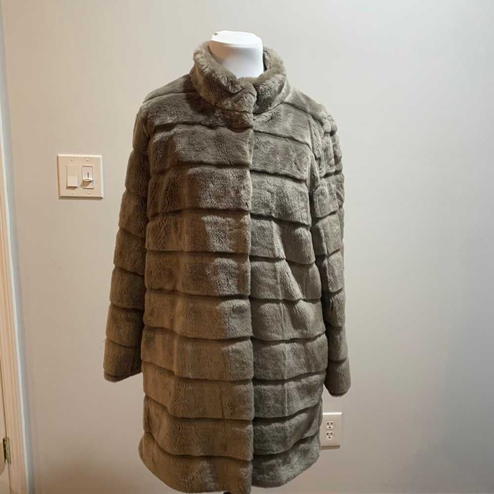 Basler Taupe Faux fur coat grey greige 38 size 8 … - image 9