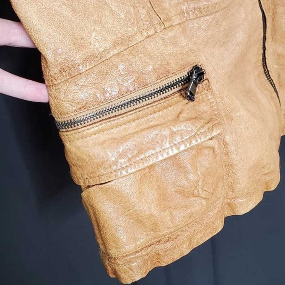 Jakett New York Hooded Tan Leather Boho Vest Size… - image 7