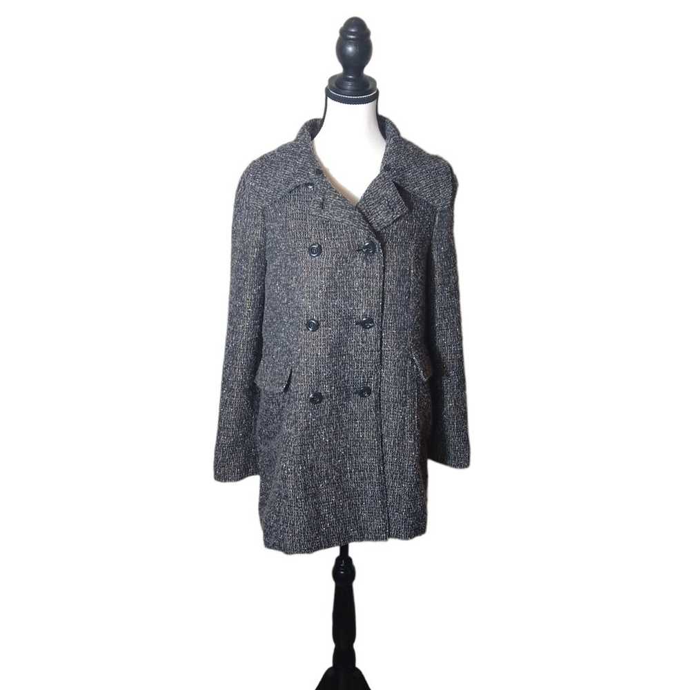 Alice + Olivia wool blend metallic tweed pea coat… - image 1