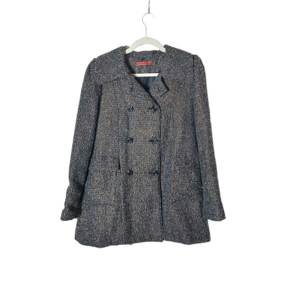 Alice + Olivia wool blend metallic tweed pea coat… - image 4