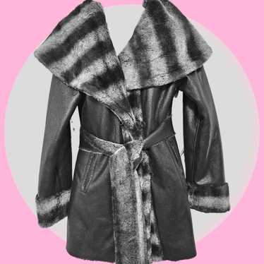 Luxury Faux Fur/Leather Reversible Shawl Collar w… - image 1