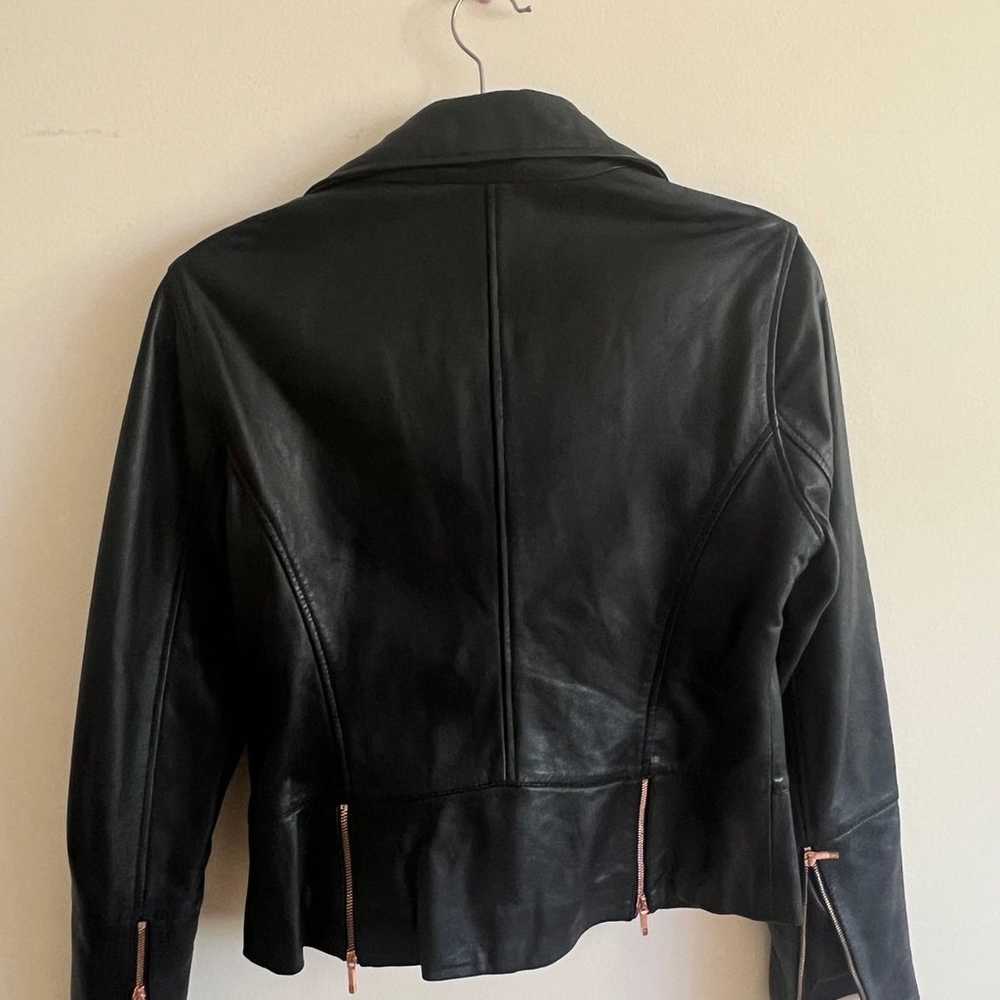 Ted Baker Authentic Leather Biker Jacket w/ Rose … - image 5