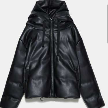 Zara Faux Leather Puffer Jacket