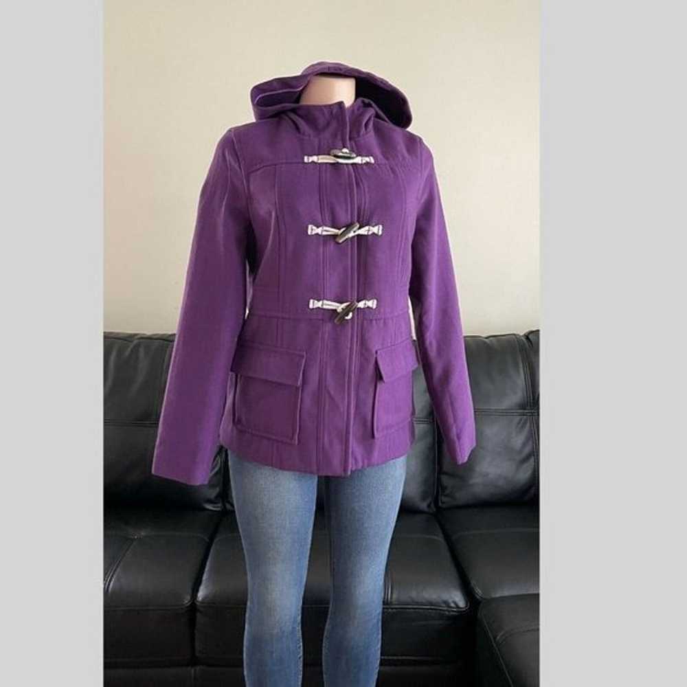 Purple Womens Ladies Teens Hooded Toggle Pea Coat… - image 2