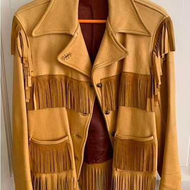 Womens 60s 70s Fringe Western Cowboy Leather Jacke