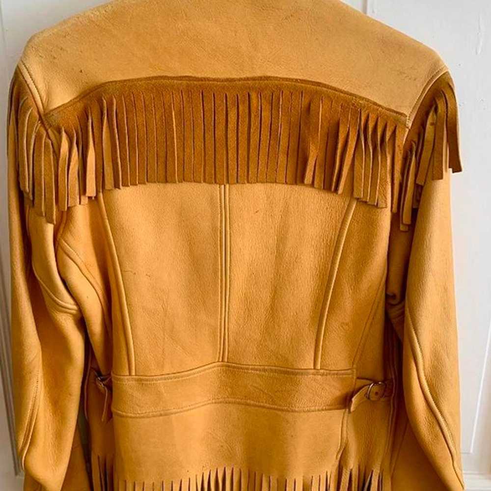 Womens 60s 70s Fringe Western Cowboy Leather Jack… - image 2