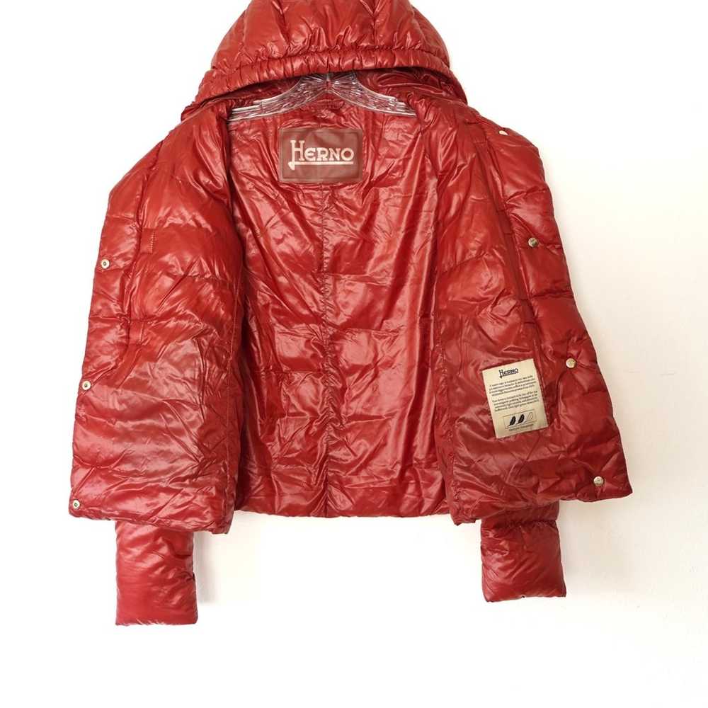 HERNO Polyamide Red Hooded Lightweight Down Jacke… - image 2