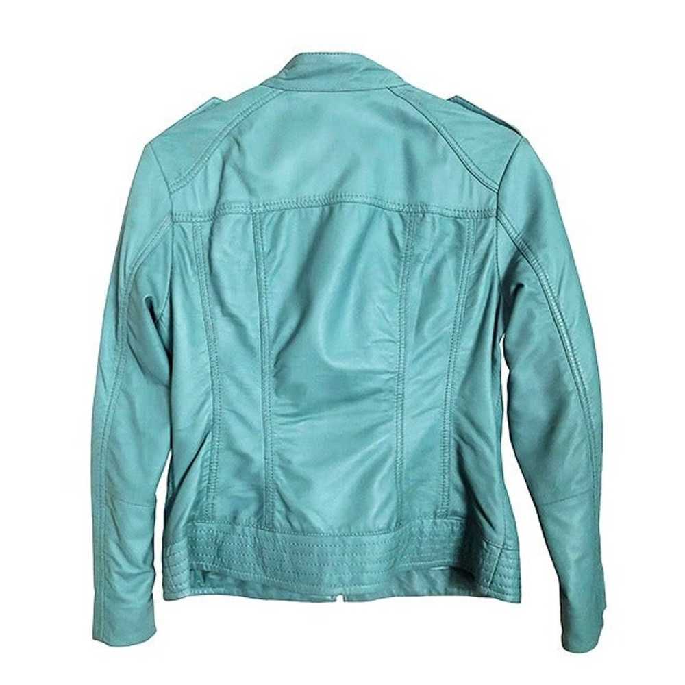 Bernardo Turquoise Leather Racer Jacket - image 2