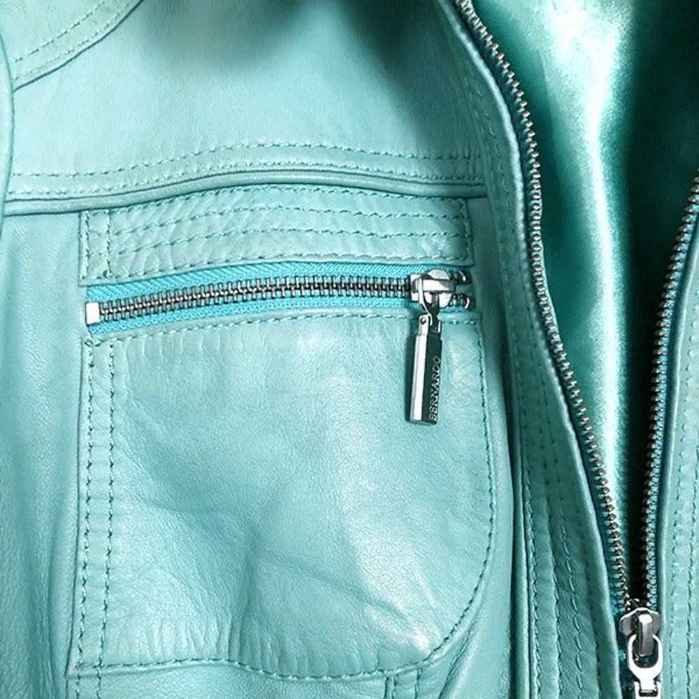 Bernardo Turquoise Leather Racer Jacket - image 3