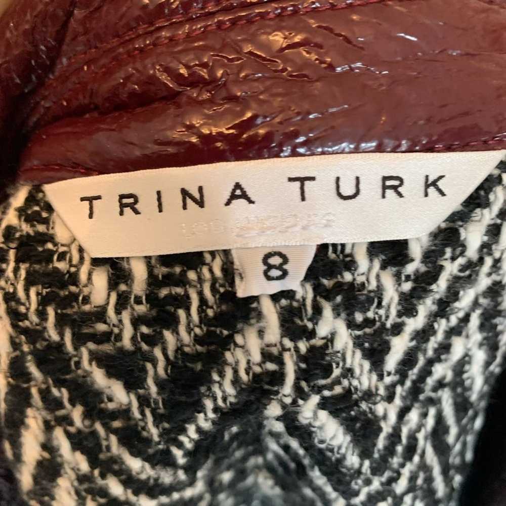 Trina Turk Red Shiny Tweed Single Breasted Trench… - image 8