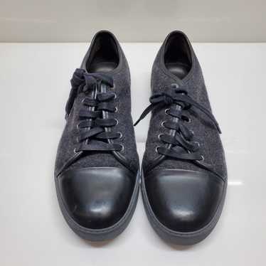 Lanvin Black Leather & Felt Lace Up Sneakers MN S… - image 1