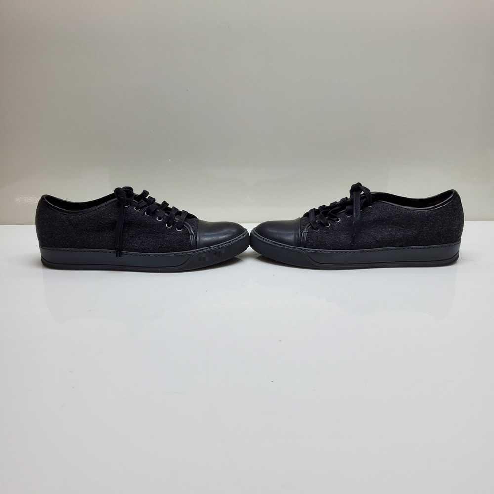 Lanvin Black Leather & Felt Lace Up Sneakers MN S… - image 3