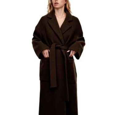 Zara  Wool Blend Chocolate Brown Wrap Coat