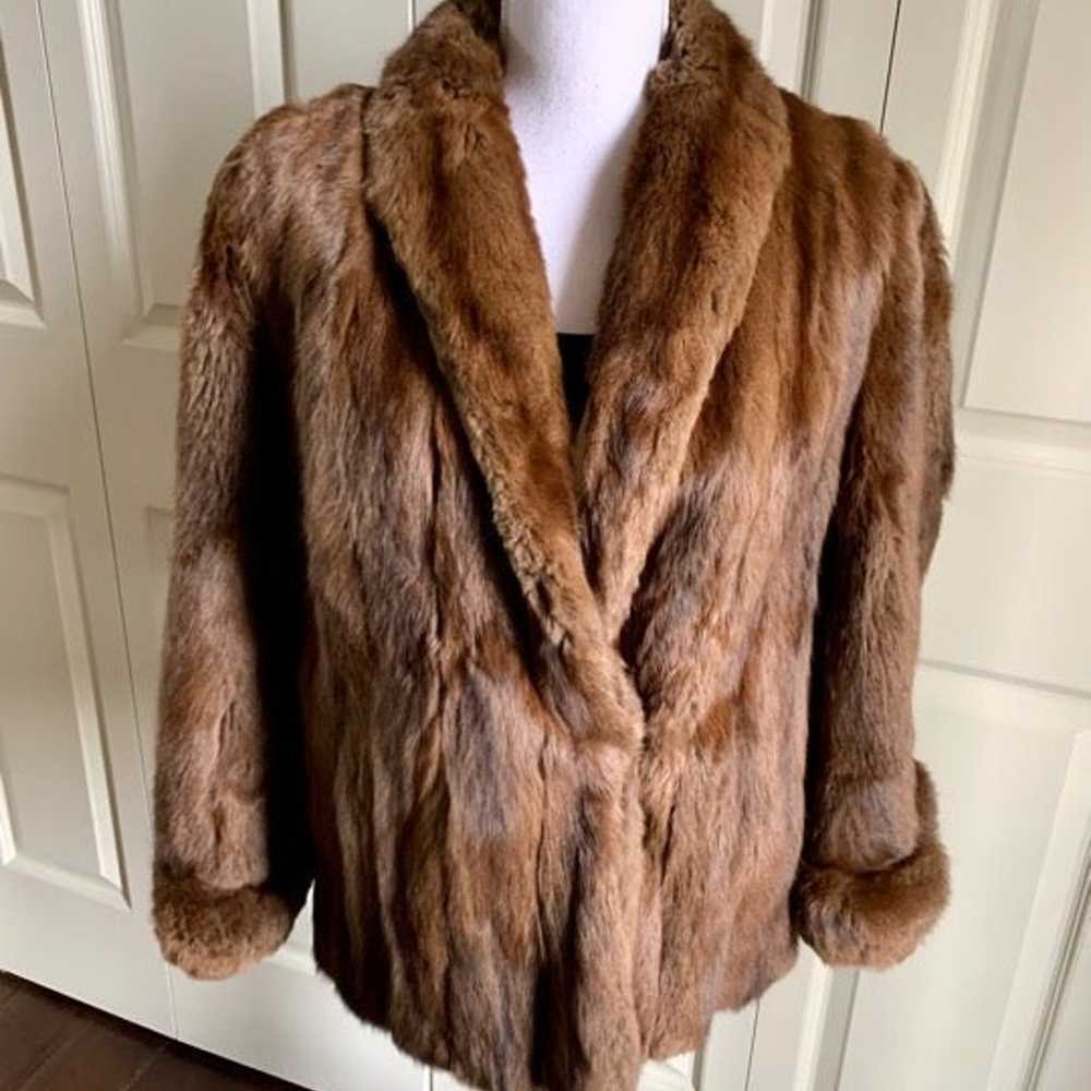 Authentic brown fur coat size M - image 2