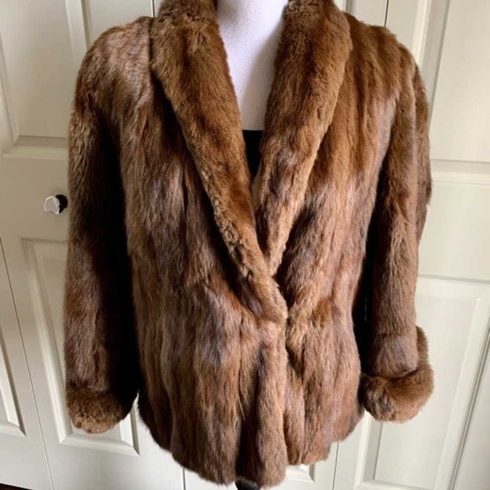 Authentic brown fur coat size M - image 4