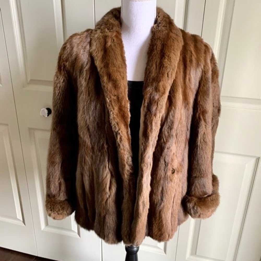 Authentic brown fur coat size M - image 5