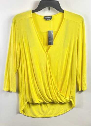 Bebe Women Yellow Long Sleeve Drape Blouse M