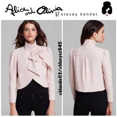 Alice + Olivia “Addison” pink bow cropped blazer j