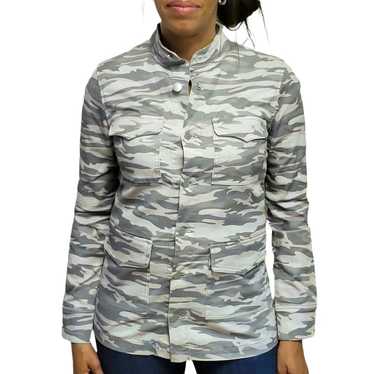 New L'AGENCE Dakota military camo button up shack… - image 1