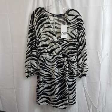 ZARA Women's Zebra Print Black/White Chiffon Mini… - image 1