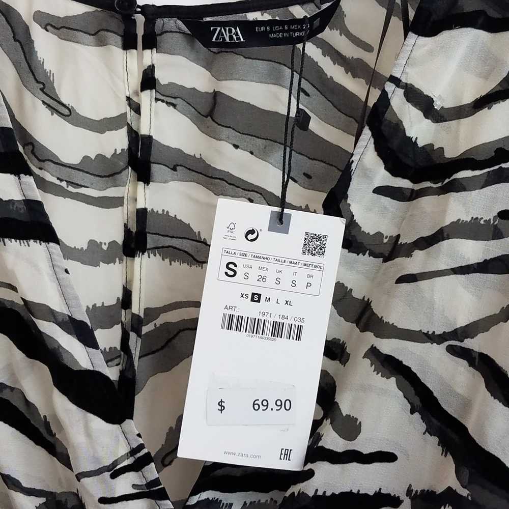 ZARA Women's Zebra Print Black/White Chiffon Mini… - image 3