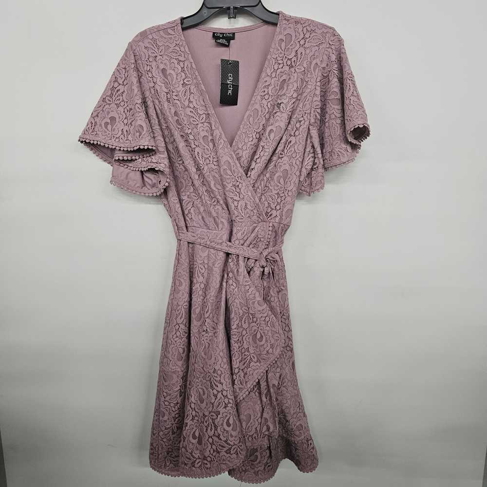 CITY CHIC Purple Lace V Neck Wrap Dress - image 1