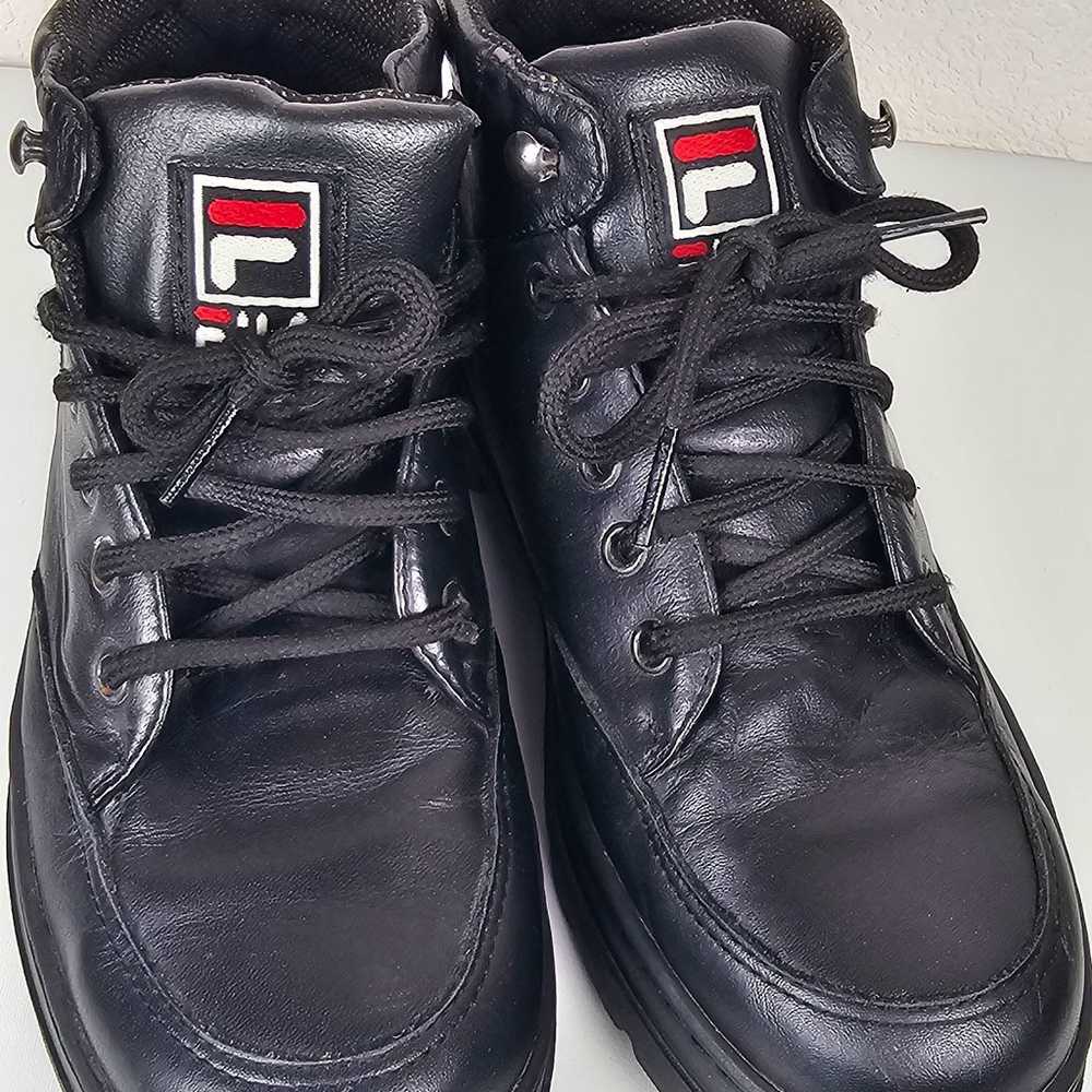 *RARE* Vtg 90s-2000s FILA Low Boots/ Black Leathe… - image 2