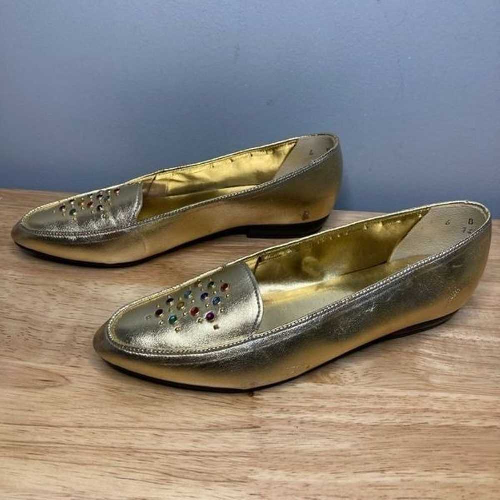 9 West Nine West Gold Metallic Vintage Loafers Rh… - image 11