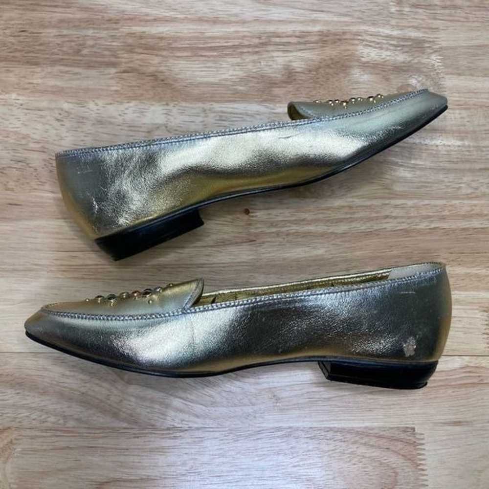 9 West Nine West Gold Metallic Vintage Loafers Rh… - image 7