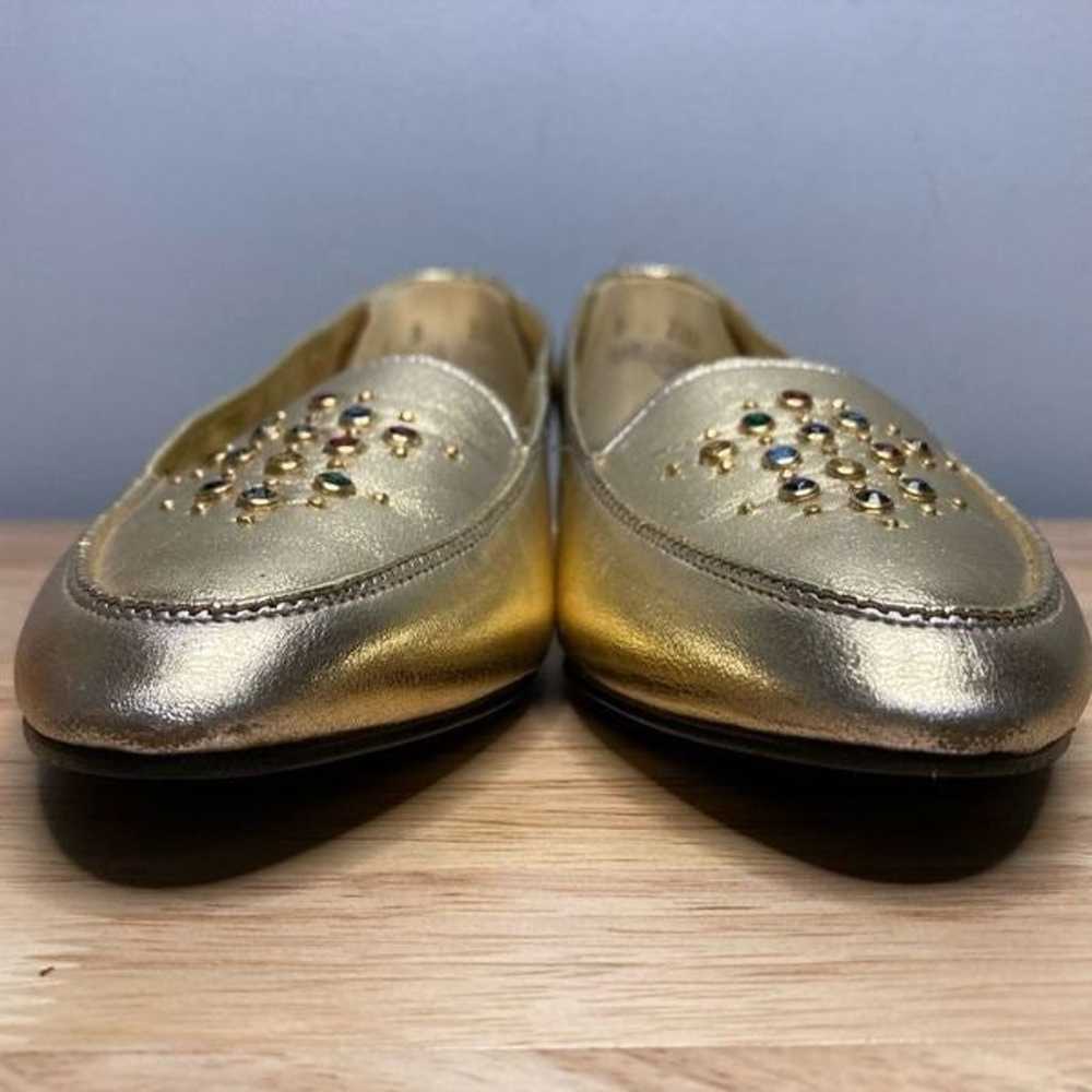 9 West Nine West Gold Metallic Vintage Loafers Rh… - image 9