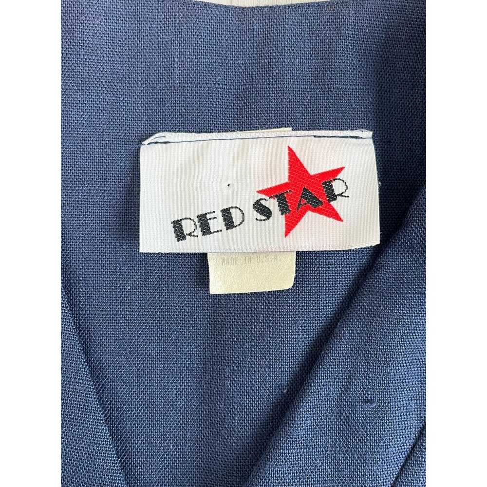 Vintage 1980s Red Star Navy Blue Gold Button Shor… - image 4