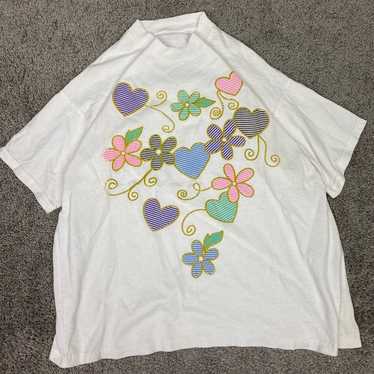 Vintage hearts and flowers tshirt